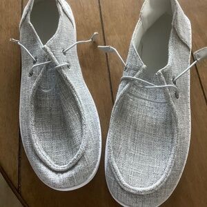 Light gray slip on shoes 11